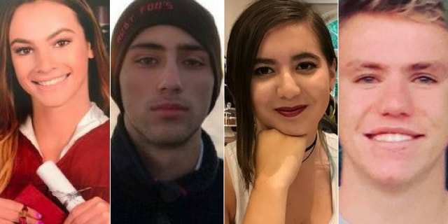 From left to right, Meadow Pollack, Joaquin Oliver, Carmen Schentrup and Nicholas Dworet will be honored during Sunday's graduation. They were among the 17 people killed in February.