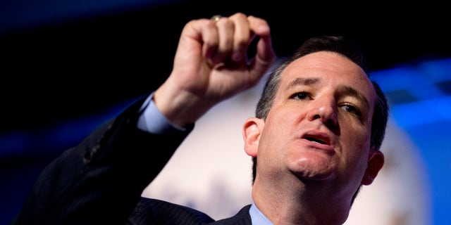 Sen. Ted Cruz, R-Texas speaks at the 2014 Values Voter Summit in Washington, Friday, Sept. 26, 2014. Prospective Republican presidential candidates are expected to promote religious liberty at home and abroad at a gathering of evangelical conservatives, rebuking an unpopular President Barack Obama while skirting divisive social issues that have tripped up the GOP. (AP Photo/Manuel Balce Ceneta)