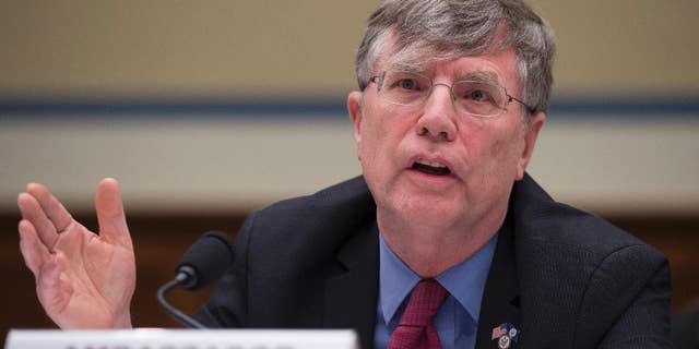 FILE - In this Sept. 8, 2016 file photo, Undersecretary of State for Management Patrick Kennedy testifies on Capitol Hill in Washington. Kennedy sought last year for the FBI to change the classification level of an email from Hillary Clinton’s private server in a proposed bargain described as a “quid pro quo” that would have allowed the FBI to deploy more agents in foreign countries, according to internal FBI records released Monday, Oct. 17, 2016. (AP Photo/Molly Riley, File)