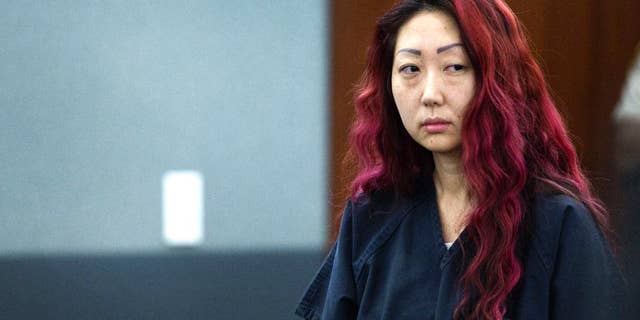 FILE - In a Wednesday, March 12, 2014 file photo, pet shop owner Gloria Lee appears in court at the Regional Justice Center in Las Vegas. Lee was sentenced Wednesday, Feb. 25, 2015, to 5 to 14 years in state prison for setting fire to the business where 27 puppies and dogs were rescued. Lee stunned the courtroom when she told Clark County District Court Judge David Barker on Wednesday that she's three months pregnant. Prosecutor Shanon Clowers says Lee will have her baby in prison. (AP Photo/Las Vegas Sun, Steve Marcus, File)