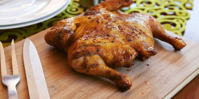 Spatchcocking a turkey is one of the fastest ways to cook it, a professional chef told Fox News Digital. Pictured here: a spatchcocked chicken.