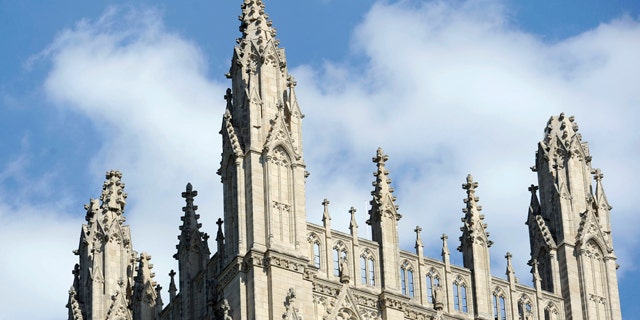 Aug. 23: A spire, right, on the National Cathedral is damaged after an earthquake in Washington area.