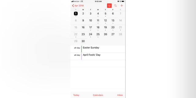 Easter Sunday appears in iCal in iOS 11.2.2