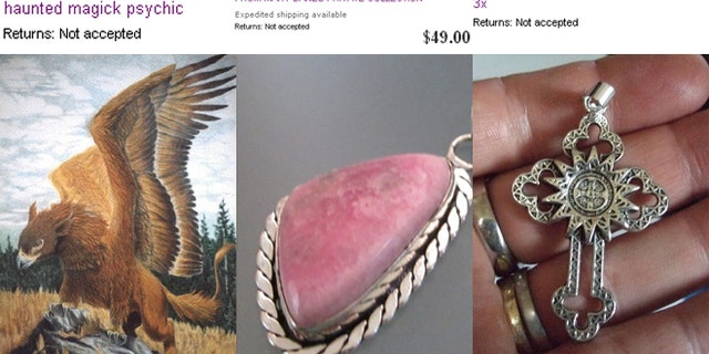 Some items available for sale on the eBay Metaphysical page.