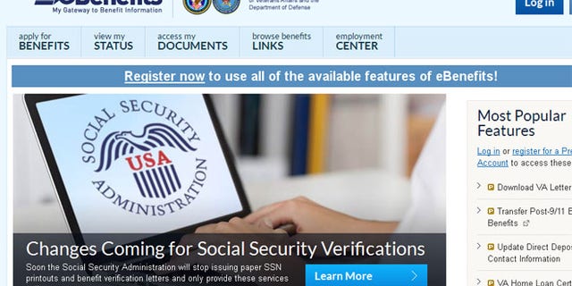 Shown here is a screenshot of the eBenefits website.