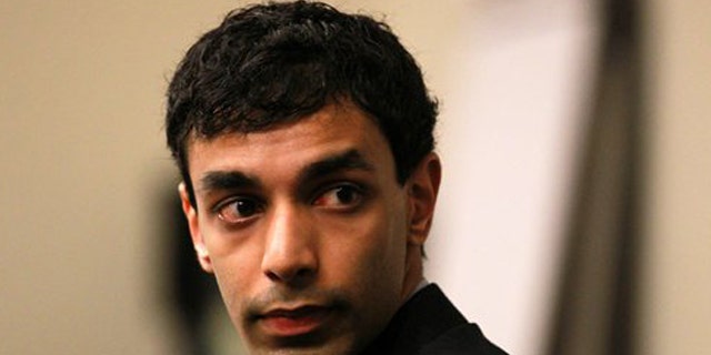 Feb. 24, 2012: Former Rutgers University student, Dharun Ravi, waits in the courtroom of Superior Court Judge Glenn Berman for his trial in New Brunswick, N.J.