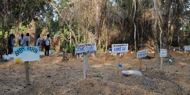 Nameplates are seen at a cemetery for victims of Ebola virus in Suakoko, Liberia, March 11, 2015. REUTERS/James Giahyue