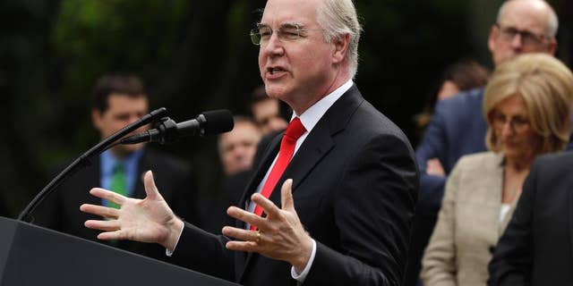 FILE - In this Thursday, May 4, 2017, file photo, Health and Human Services Secretary Tom Price speaks in the Rose Garden of the White House in Washington, after the House pushed through a health care bill. Cutting nearly $1 trillion from Medicaid will give states the freedom to tailor the program to suit their needs, Price said Sunday, May 7, as he defended a narrowly passed House bill that aims to undo parts of the health care law enacted by the previous administration. (AP Photo/Evan Vucci, File)