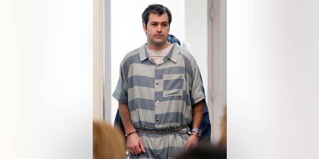FILE - In a Thursday, Sept. 10, 2015 file photo, former North Charleston police office Michael Slager, is lead into court, in Charleston, S.C. Attorneys for Slager filed a motion Tuesday, Oct. 18, 2016 to have his trial moved out of Charleston, saying a survey found 85 percent of people in Charleston County had seen bystander video of the North Charleston officer shooting Walter Scott in April 2015. They say the video doesn’t show the entire confrontation and potential jurors who have viewed the video might not be able to also fairly consider their evidence. (Grace Beahm/The Post And Courier via AP, File)