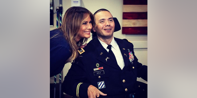 First lady Melania Trump on Tuesday made an unannounced visit to wounded service members at Walter Reed National Military Medical Center in Maryland.