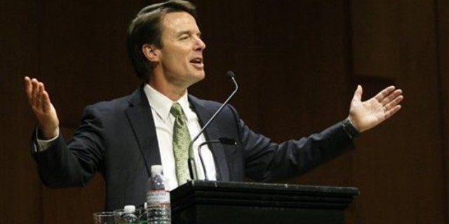 Former Sen. John Edwards speaks to students at Brown University in Providence, R.I., March 10. (AP Photo)