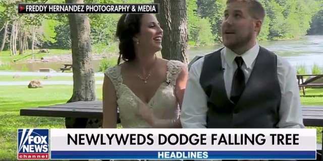 The lovebirds were filming a segment for their wedding video on the big day when tragedy nearly struck.