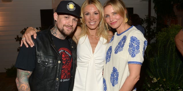 LOS ANGELES, CA - MAY 15: (L-R) Musician Benji Madden, author Vicky Vlachonis, and actress Cameron Diaz celebrate the launch of The Body Doesn't Lie by Vicky Vlachonis on May 15, 2014 in Los Angeles, California. (Photo by Jason Kempin/Getty Images for Goop)