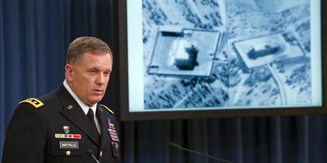 FILE - In this Sept. 23, 2014, file photo, Army Lt. Gen. William Mayville, Jr., Director of Operations J-3, speaks about the operations in Syria, during a news conference at the Pentagon. The U.S. military has hit as many as 17 separate targets connected to an al-Qaida cell in Syria known as the Khorasan Group, U.S. officials say. It’s part of an ongoing and little-discussed air campaign aimed at disrupting the group’s capacity to plot attacks against Western aviation. (AP Photo/Cliff Owen, File)