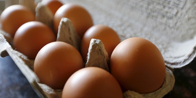 Aug. 17, 2015: Brown eggs are shown in their carton.
