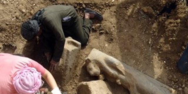 One of the statues unearthed during the Luxor excavation (Egyptian Ministry of Antiquities)