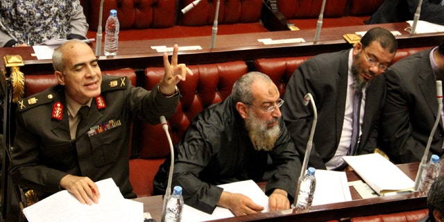 Nov. 29, 2012: Members of the constitutional assembly attend a session to vote on a final draft of a new Egyptian constitution in Cairo, Egypt.