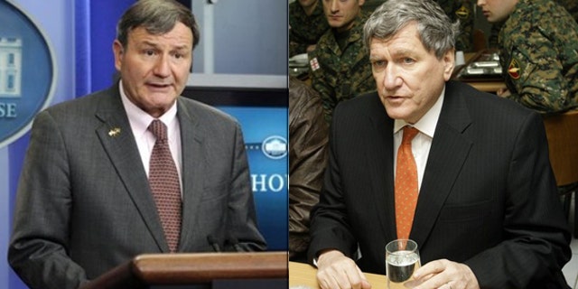 Shown here are Amb. Karl Eikenberry and Special Representative Richard Holbrooke. (AP/Reuters Photos)