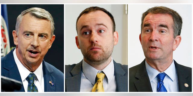 In this combination photo, Republican gubernatorial candidate, Ed Gillespie appears at a debate at the University of Virginia-Wise in Wise, Va., Oct. 9, 2016, left, Libertarian candidate for Virginia governor Cliff Hyra appears during an interview in Richmond, Va., on Sept. 22, 2017 and Democratic gubernatorial candidate, Lt. Gov. Ralph Northam appears during an interview in Richmond, Va., on Sept. 18, 2017. Virginia has the nationâs only competitive governorâs race this year and it could be an early referendum on President Donald Trumpâs popularity ahead of the 2018 midterm elections. (AP Photos/Steve Helber, File)