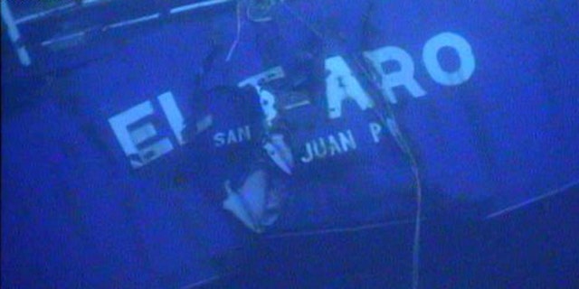 In this photograph released by the National Transportation Safety Board, the damaged stern of the sunken freighter El Faro is seen on the seafloor, 15,000-feet deep near the Bahamas.