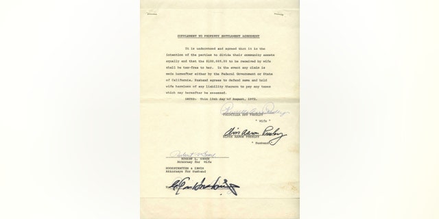 A page from the divorce settlement papers (Henry Aldridge & Son)