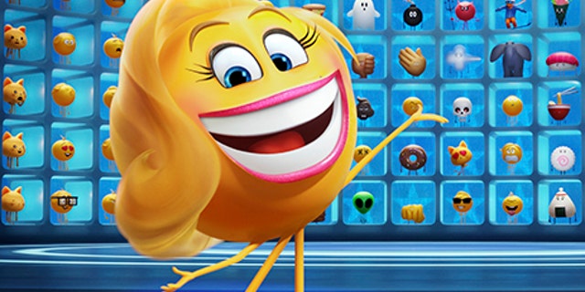 A character, Smiler, from "The Emoji Movie."