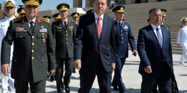 Turkish President Recep Tayyip Erdogan, center.