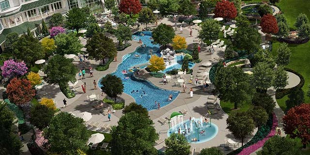 DreamMore Resort’s Swimming Hole features a lazy river and large zero-entry pool.