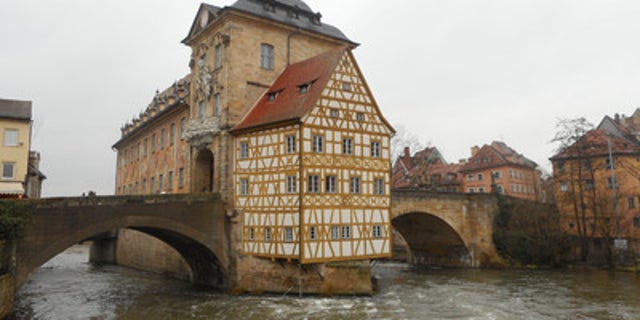 The City Hall in Bamberg, German is right on the river.