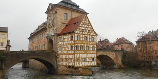 The City Hall in Bamberg, German is right on the river.