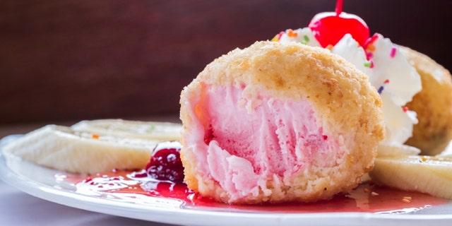 Fried ice-cream and whipped cream
