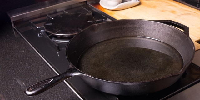 Cast iron skillet or fry pan on stove