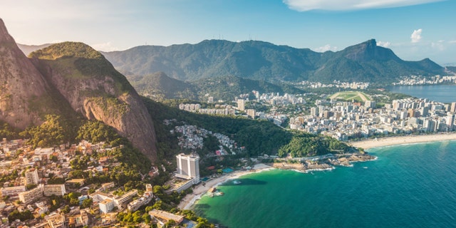 Aerial view of Ipanema Beach in Rio de Janeiro, Brazil - light leaks