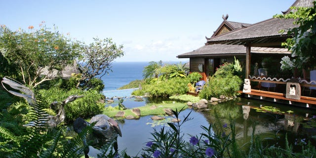 David Bowie's former Mustique property features elements from around the globe in a luxurious setting.