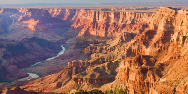 Beautiful Landscape of Grand Canyon from Desert View Point with the Colorado River visible during dusk