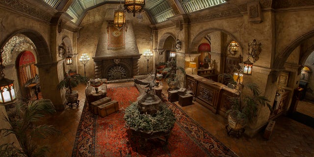 Inside the hotel's haunted lobby.