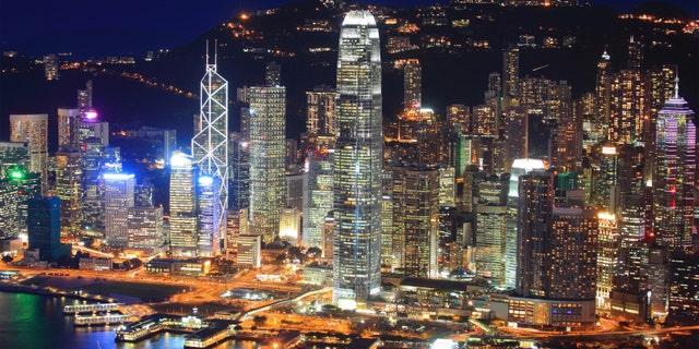 Hong Kong night view in panorama