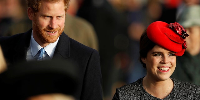 Prince Harry and Princess Eugenie arrive to attend the Christmas Day church service in Sandringham Britain, December 25, 2016. Eugenie will marry several months after her cousin Prince Harry.