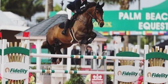 Eve Jobs is seen riding Charleville in Palm Beach, California.