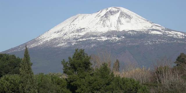 A landscape photo of Mount Vesuvius in Italy is seen in this photo.