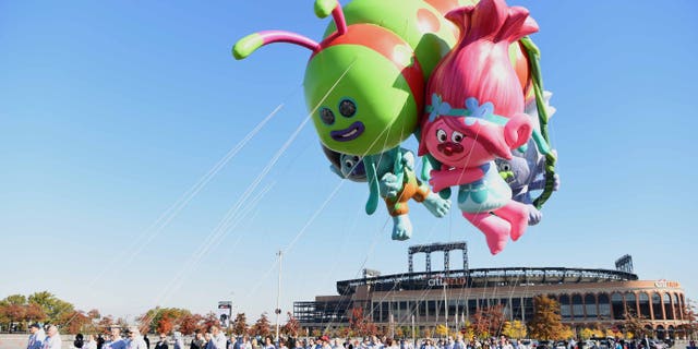DreamWorks' Trolls flies at Macy's Balloonfest in preparation for the 90th anniversary of Macy's Thanksgiving Day Parade at Citi Field on Nov. 5, 2016 in New York City.