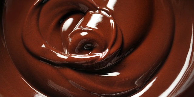 Horizontal studio image of delicious chocolate pudding. The focus is in the center of the frame. The lighting creates long shadows and soft highlights, accentuating the ridges and valleys in the pudding.