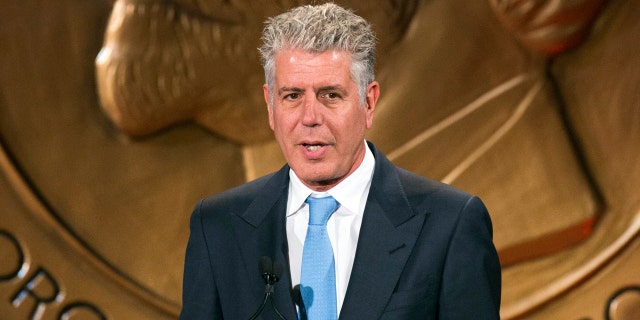 Television personality Anthony Bourdain speaks about the show "Parts Unknown" after the show won a Peabody Award in New York May 19, 2014.