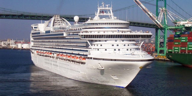In this Oct. 11, 2014 photo, Princess Cruises' Crown Princess leaves the harbor at San Pedro in Los Angeles, bound for a short cruise. The Centers for Disease Control and Prevention says that 172 people on the Crown Princess arriving in California on Sunday, Nov. 16, 2014 have fallen ill with the highly contagious norovirus during a nearly monthlong trip. The ship has more than 4,100 people on board and will be met by CDC staff upon arrival in San Pedro, where they will conduct testing and evaluate the response. (AP Photo/Joe Kafka)