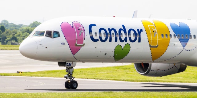 Manchester, United Kingdom - June 14, 2014: Condor Boeing 757 at Manchester International Airport.