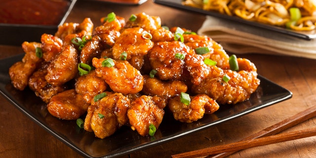 Asian Oranage Chicken with Green Onions for Dinner