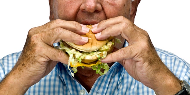 Picture of lonely grandpa eating burger after grandkids ditch dinner ...
