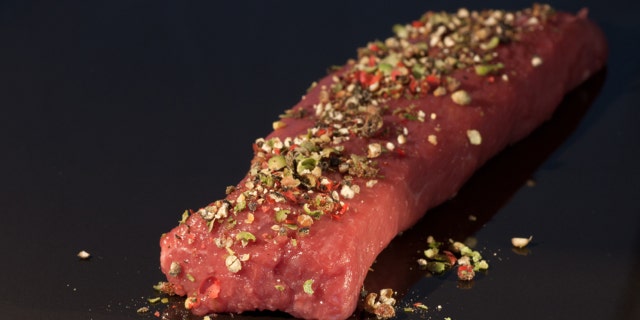 Close-up of delicious marinated meat.
