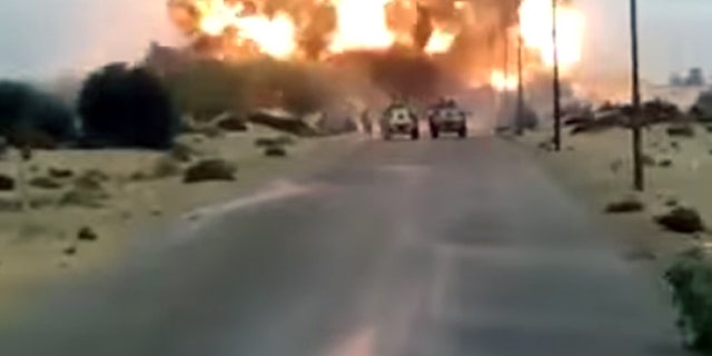 Video purportedly showing an attack on an Egyptian army truck convoy appeared online Wednesday.
