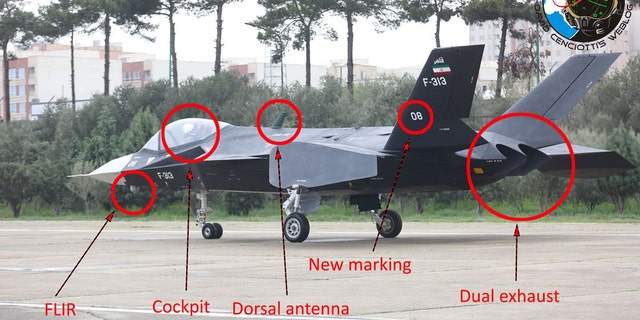 The new prototype of Qaher F-313 stealth fighter jet was unveiled Saturday and has five new features, indicated by David Cenciotti, editor at The Aviationist. (Tasnim News Agency/The Aviationist)